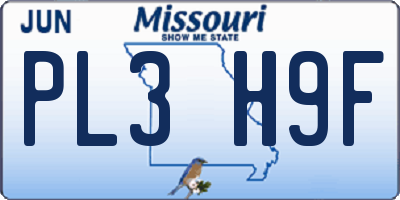 MO license plate PL3H9F