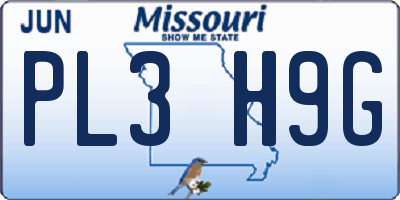 MO license plate PL3H9G