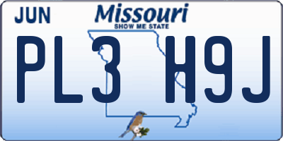 MO license plate PL3H9J