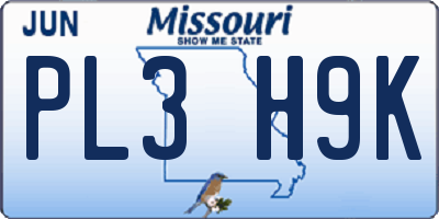 MO license plate PL3H9K
