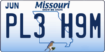 MO license plate PL3H9M
