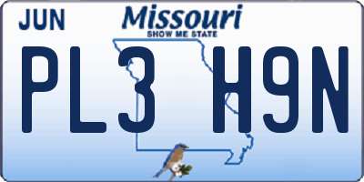 MO license plate PL3H9N