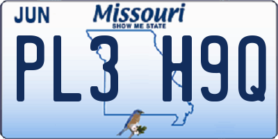MO license plate PL3H9Q