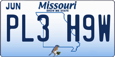 MO license plate PL3H9W