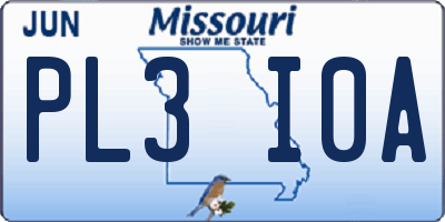 MO license plate PL3I0A