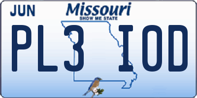MO license plate PL3I0D
