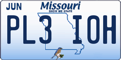 MO license plate PL3I0H
