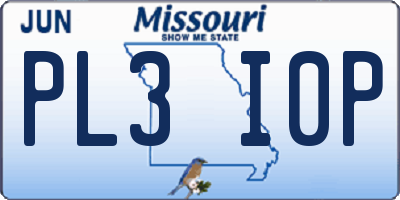 MO license plate PL3I0P