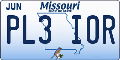 MO license plate PL3I0R