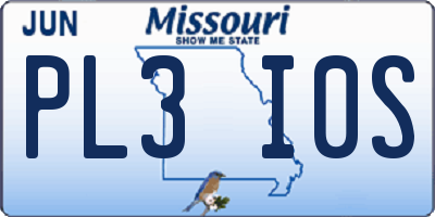 MO license plate PL3I0S
