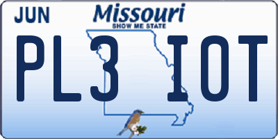 MO license plate PL3I0T