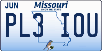 MO license plate PL3I0U