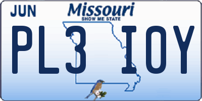 MO license plate PL3I0Y