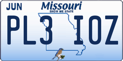 MO license plate PL3I0Z