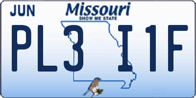 MO license plate PL3I1F