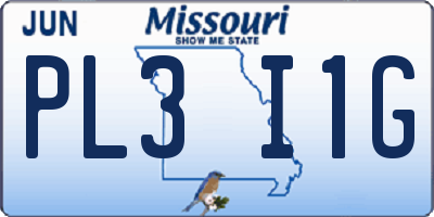 MO license plate PL3I1G