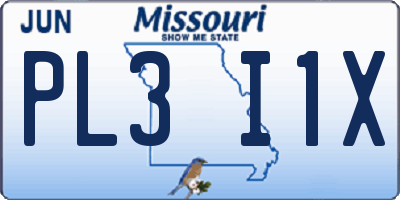 MO license plate PL3I1X