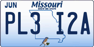 MO license plate PL3I2A