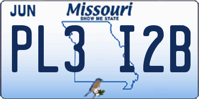 MO license plate PL3I2B