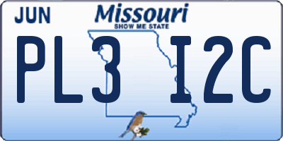 MO license plate PL3I2C