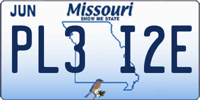 MO license plate PL3I2E