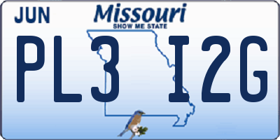 MO license plate PL3I2G