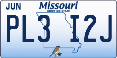 MO license plate PL3I2J