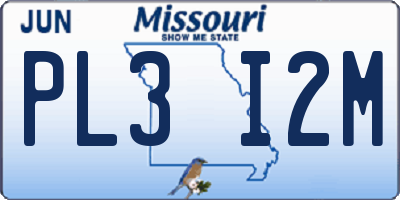 MO license plate PL3I2M