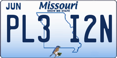 MO license plate PL3I2N