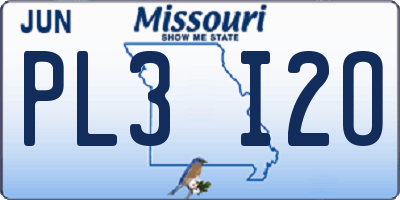 MO license plate PL3I2O