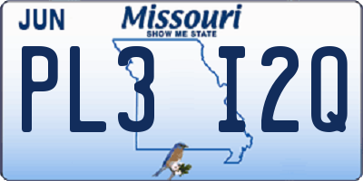 MO license plate PL3I2Q