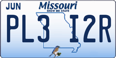 MO license plate PL3I2R