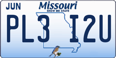MO license plate PL3I2U