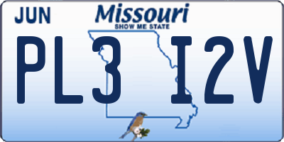 MO license plate PL3I2V