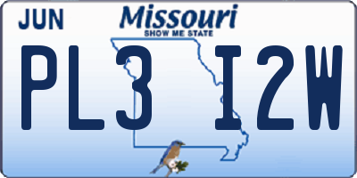 MO license plate PL3I2W