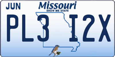 MO license plate PL3I2X