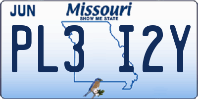 MO license plate PL3I2Y
