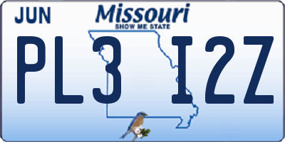 MO license plate PL3I2Z
