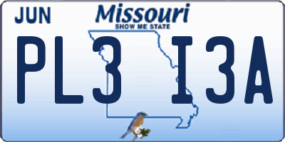 MO license plate PL3I3A