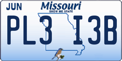 MO license plate PL3I3B