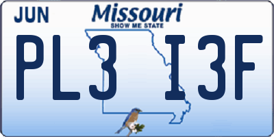 MO license plate PL3I3F