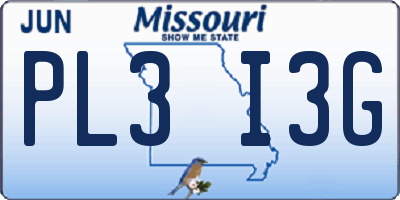 MO license plate PL3I3G