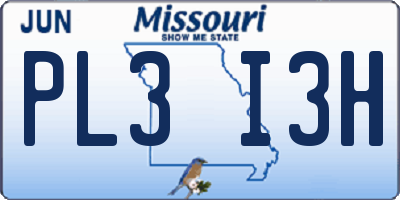 MO license plate PL3I3H
