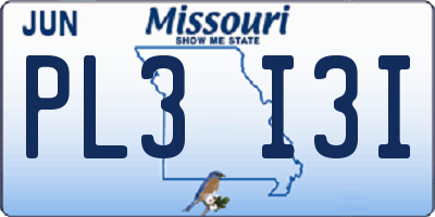 MO license plate PL3I3I