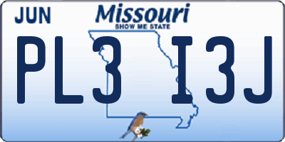 MO license plate PL3I3J