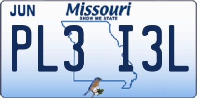 MO license plate PL3I3L