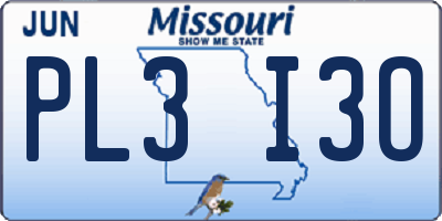 MO license plate PL3I3O