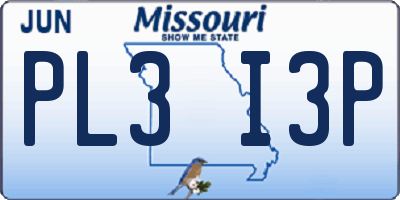 MO license plate PL3I3P