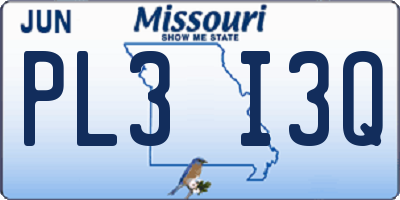 MO license plate PL3I3Q