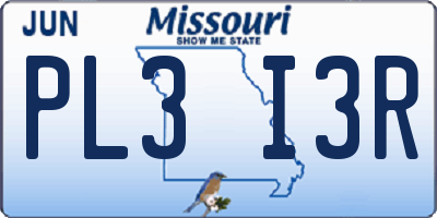 MO license plate PL3I3R